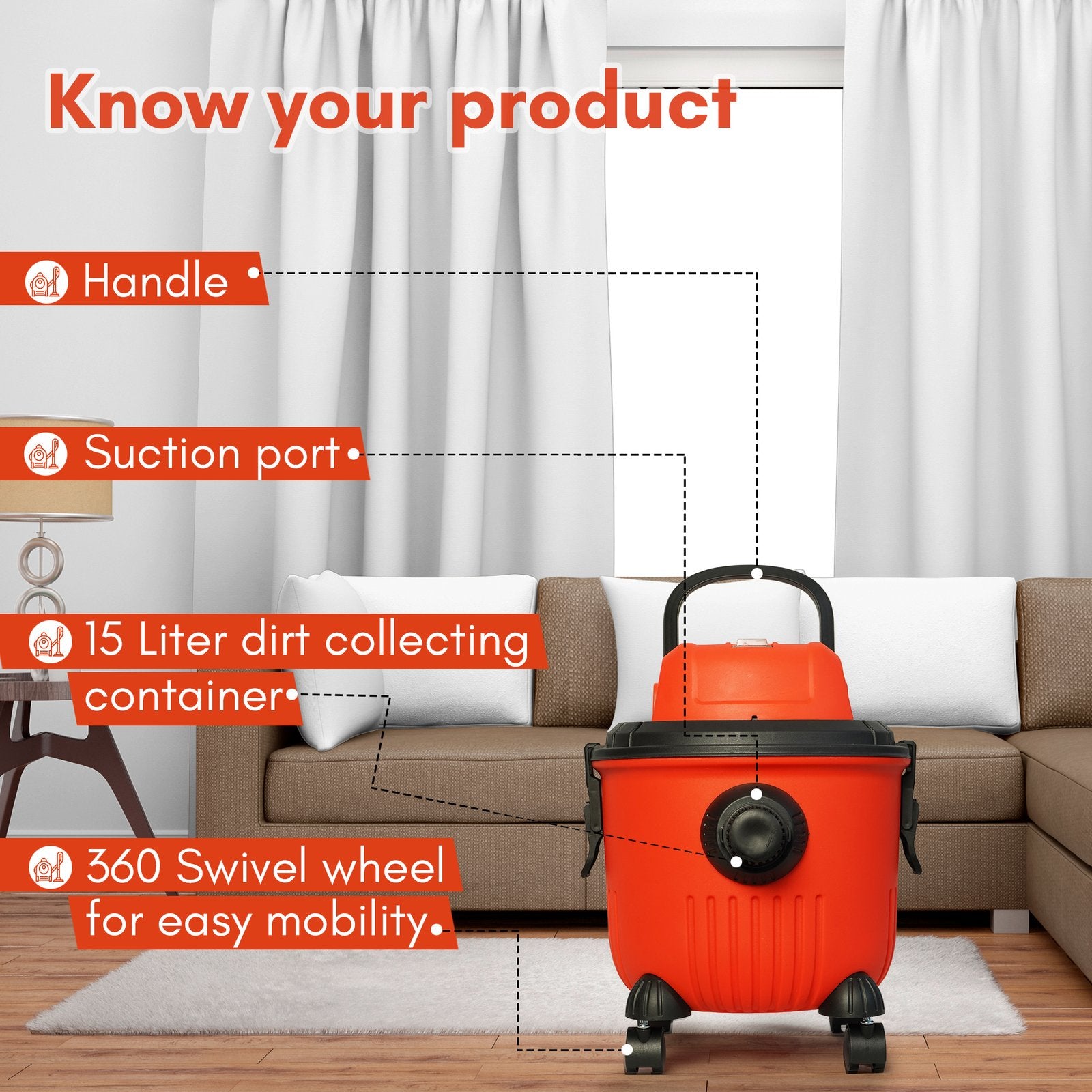 XLNT Wet & Dry Multipurpose Vacuum Cleaner 15L – XTVC6415