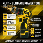 XLNT 18V Brushless Cordless Drill Machine XTCD7418 – High Torque Lithium-Ion Power Drill , Metal & Masonry