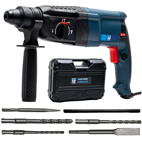 THOR 1500W Rotary Hammer Drill – 3-Mode SDS Hammer | 26mm Concrete Drilling & Chiseling - THRH22226