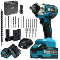THOR 21V Brushless Cordless Impact Wrench THCIWK52 | 450Nm Torque, 4-in-1, 1/2" Drive, Dual 2Ah Battery, Socket Set, Drill Bits & BMC Case