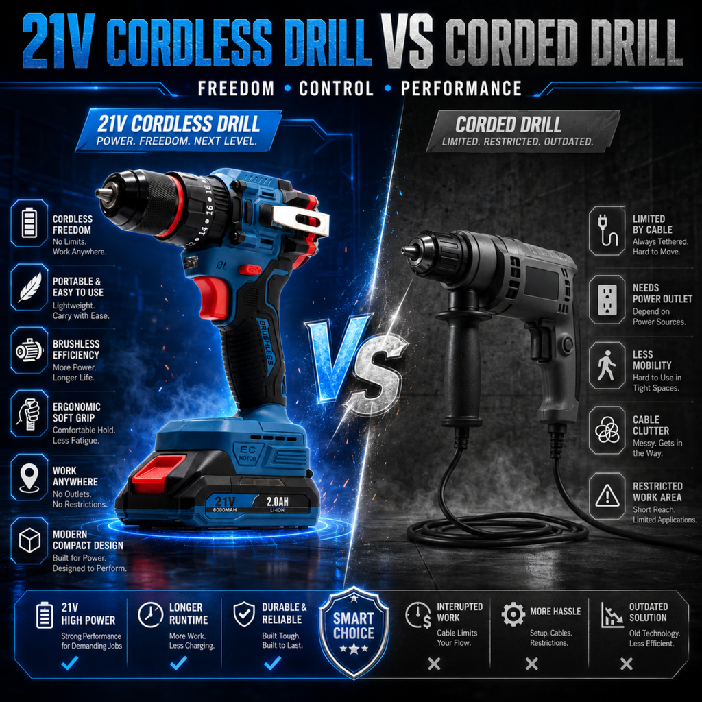 THOR 21V brushless drill for home installation tasks
