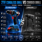 THOR 21V brushless drill for home installation tasks
