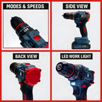 THOR cordless drill kit with metal chuck close up
