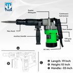 THOR 5KG Demolition Hammer THDH37 - 2000W Electric Breaker for Concrete Breaking & Demolition THOR