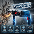 THOR 1500W Rotary Hammer Drill – 3-Mode SDS Hammer | 26mm Concrete Drilling & Chiseling - THRH22226