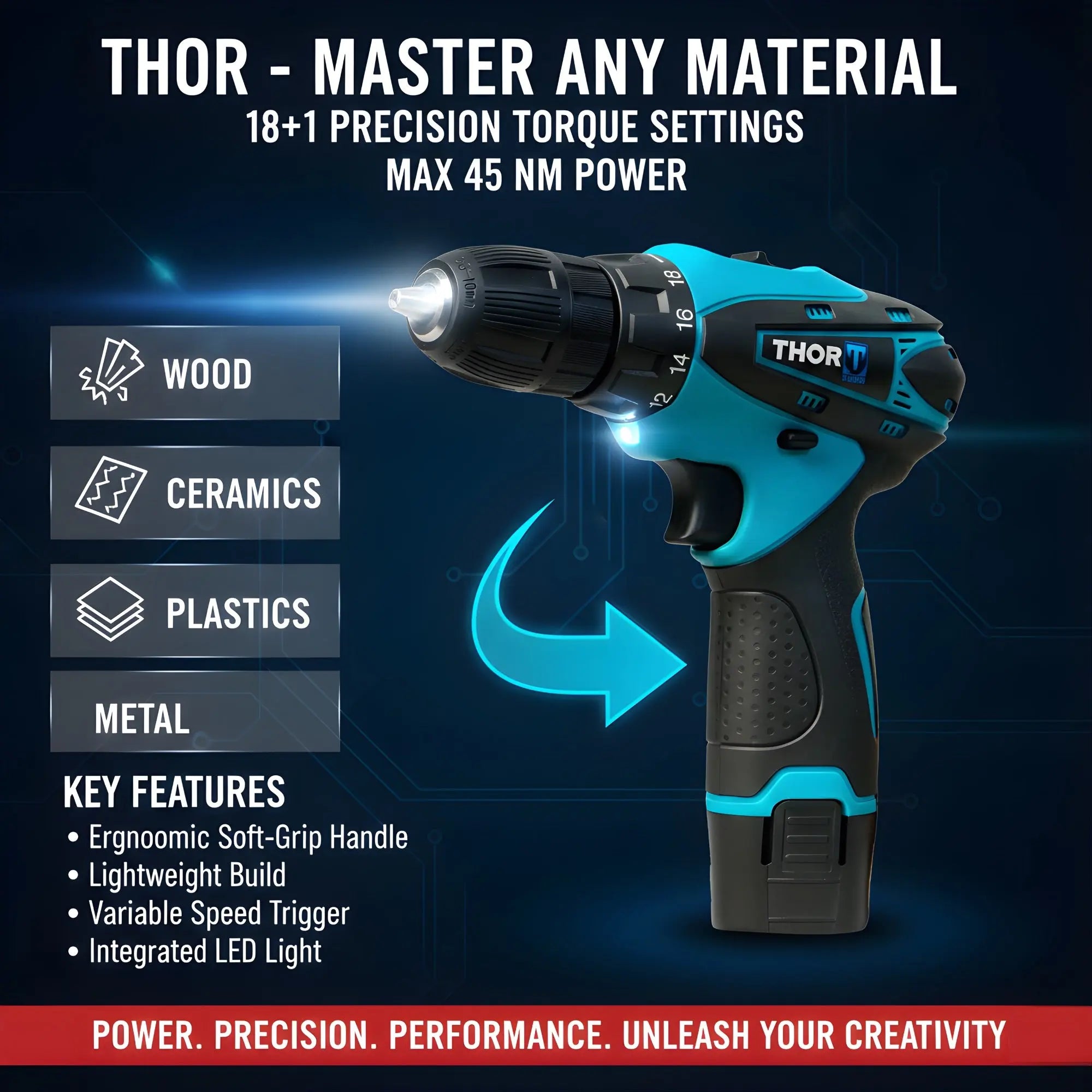 THOR 12V Cordless Drill Kit – THCDK27 THOR