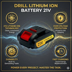 Cordless impact drill with 2 batteries charger and case