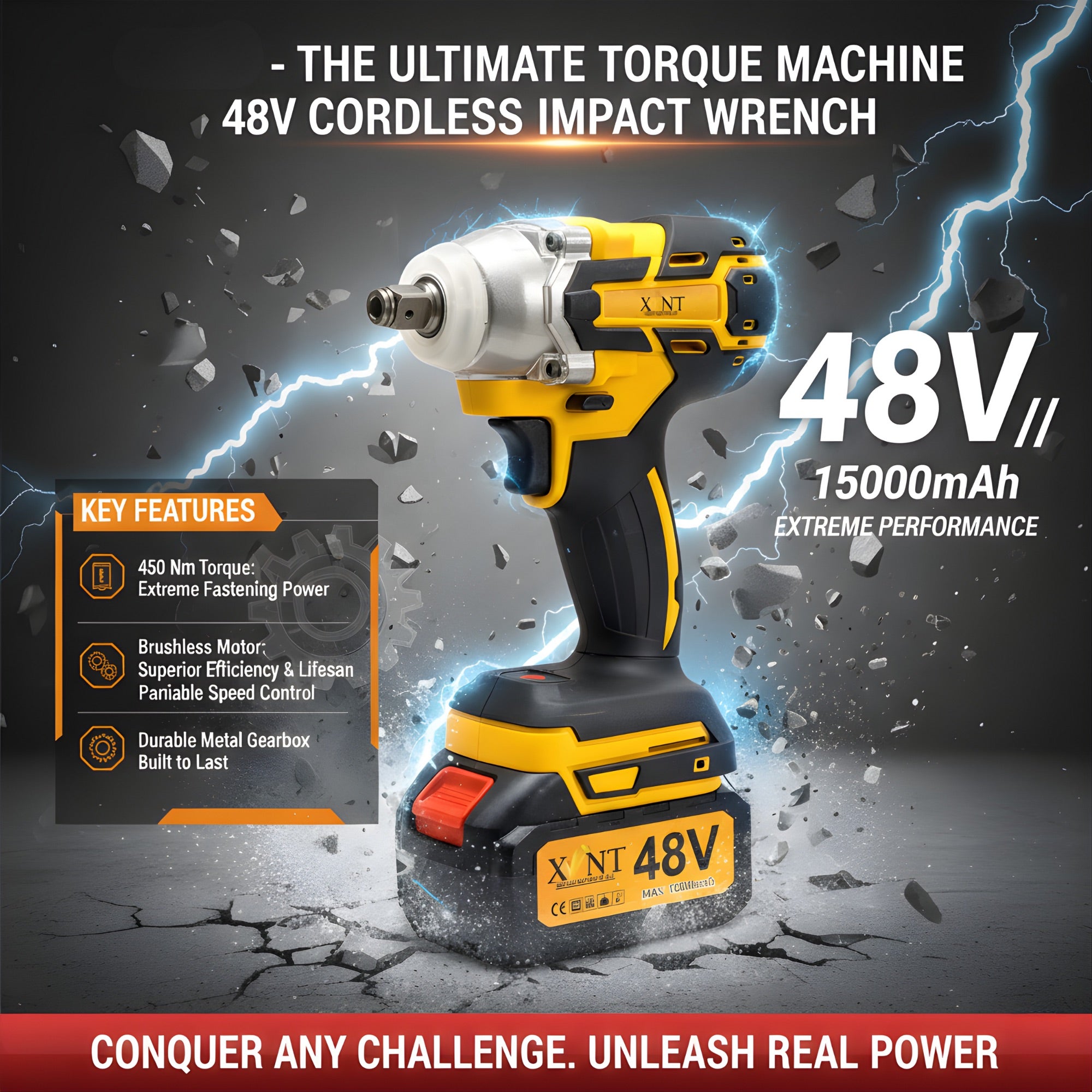 XLNT 48V Impact Wrench Kit 450Nm – XTCIWK130