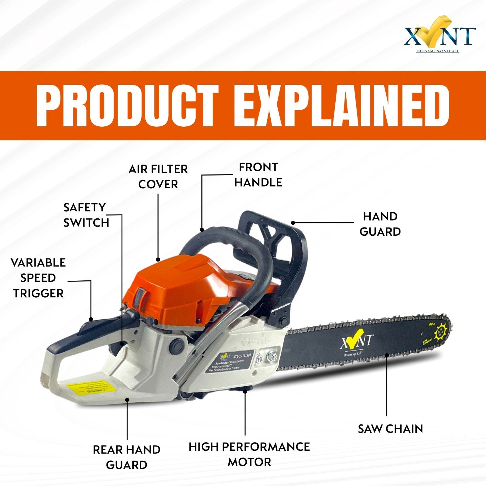 XLNT Gasoline Chainsaw 58CC 18" – XTGCS1158