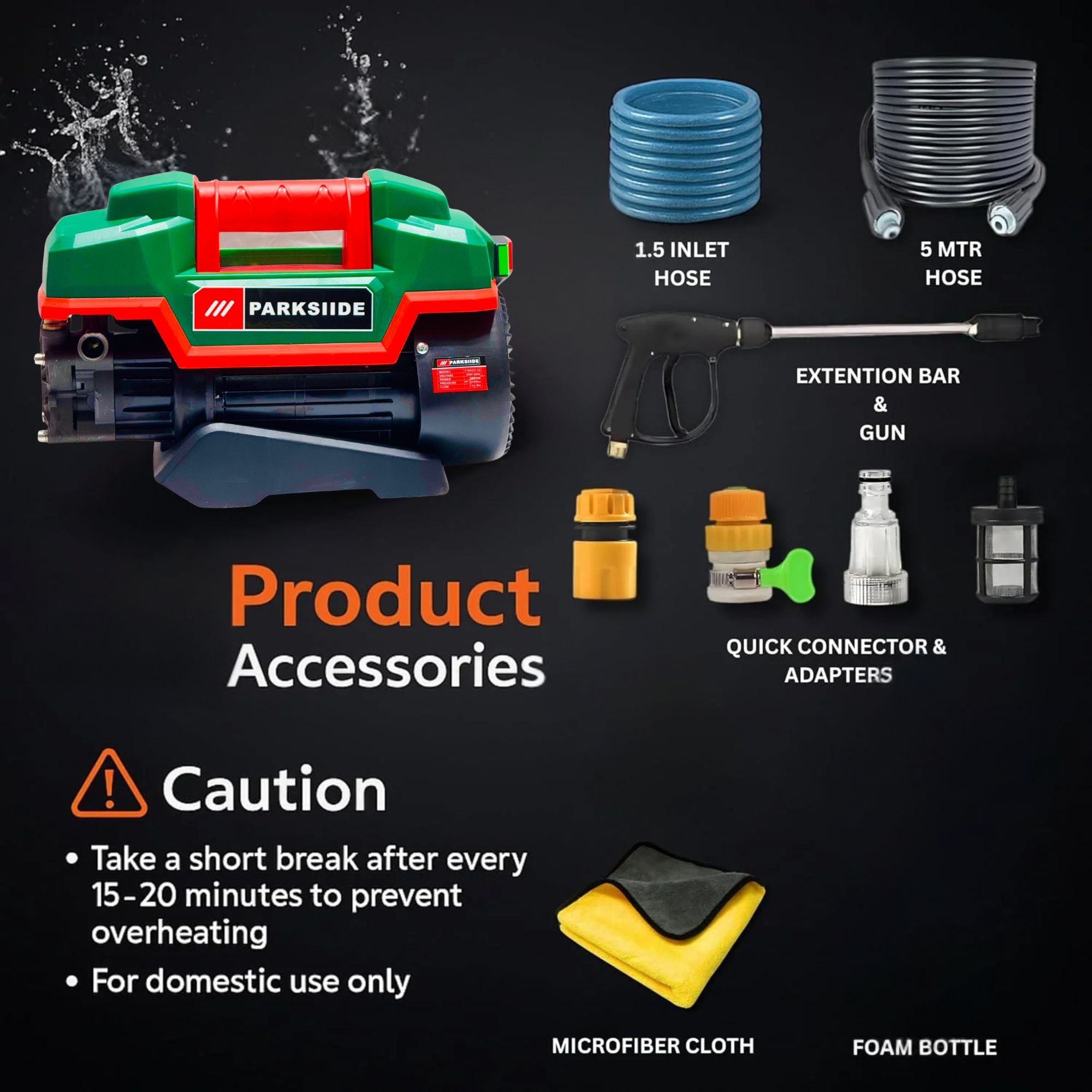 PARKSIIDE High Pressure Washer 2100W 130 BAR – P-080323-180