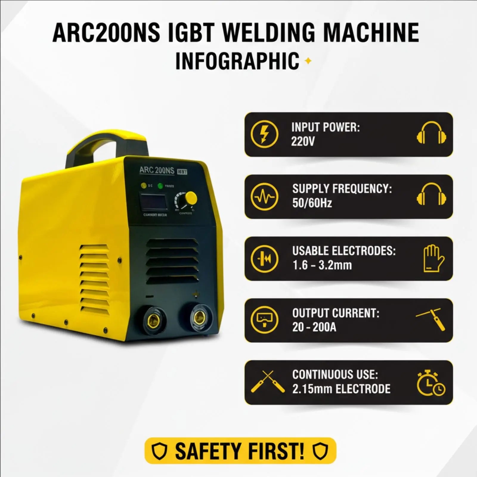 XLNT ARC Welding Machine 200AMP – ARC200NS XLNT