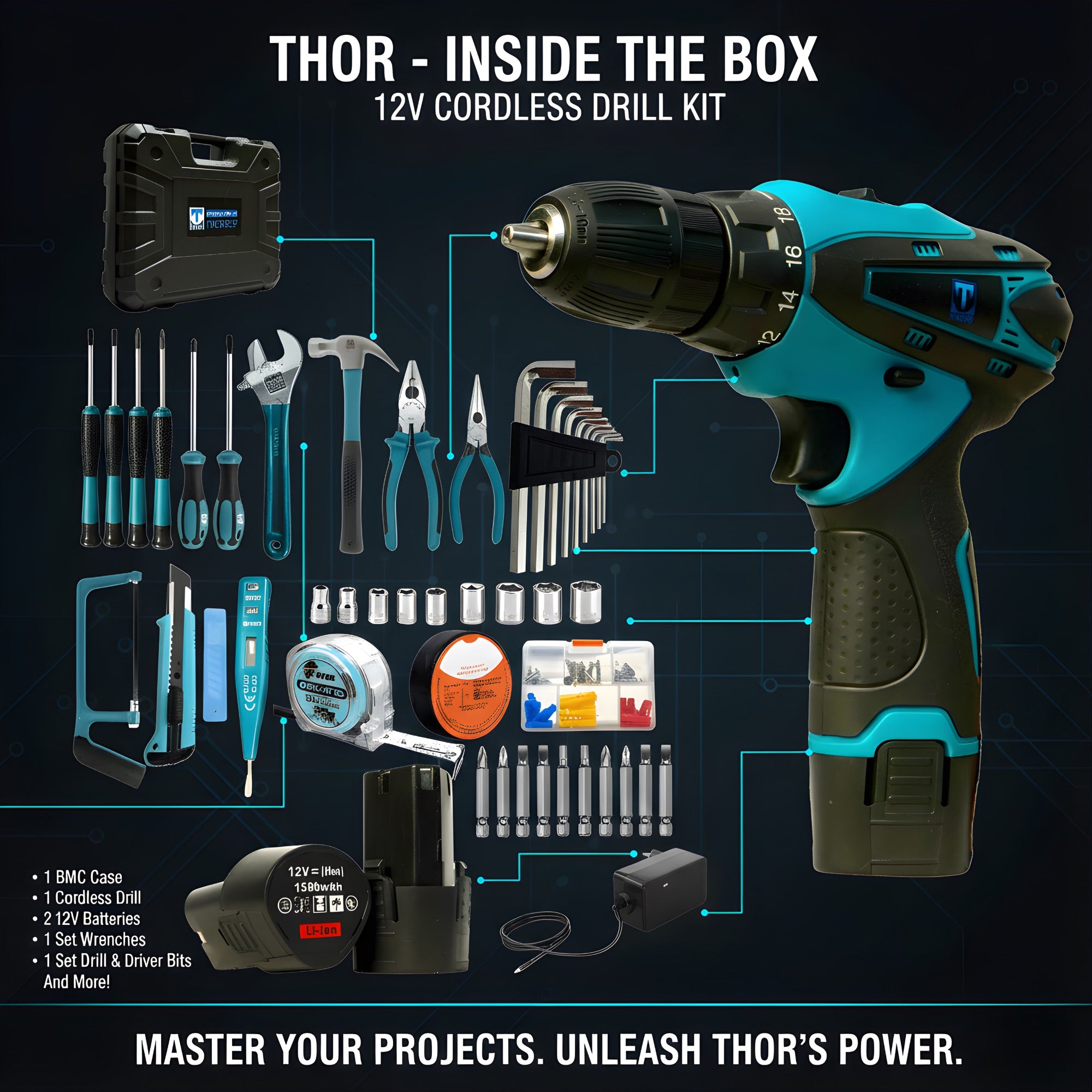 THOR 12V Cordless Drill Kit – THCDK27