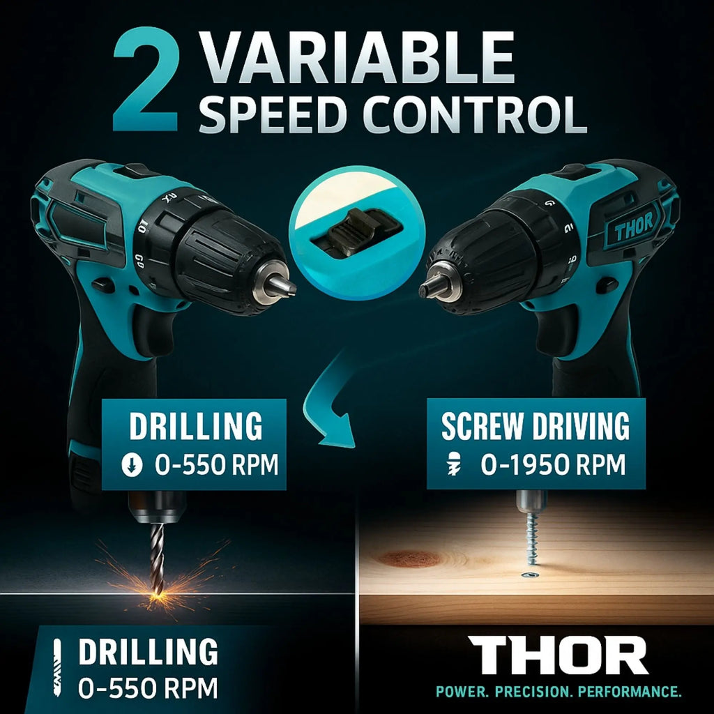THOR 12V Cordless Drill Driver Kit - THCD 12 THOR