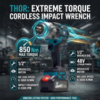 THOR 48V Brushless Cordless Impact Wrench THCIW54 | 850Nm Torque, 1/2" Drive, Dual 4Ah Battery, Socket Set & BMC Case