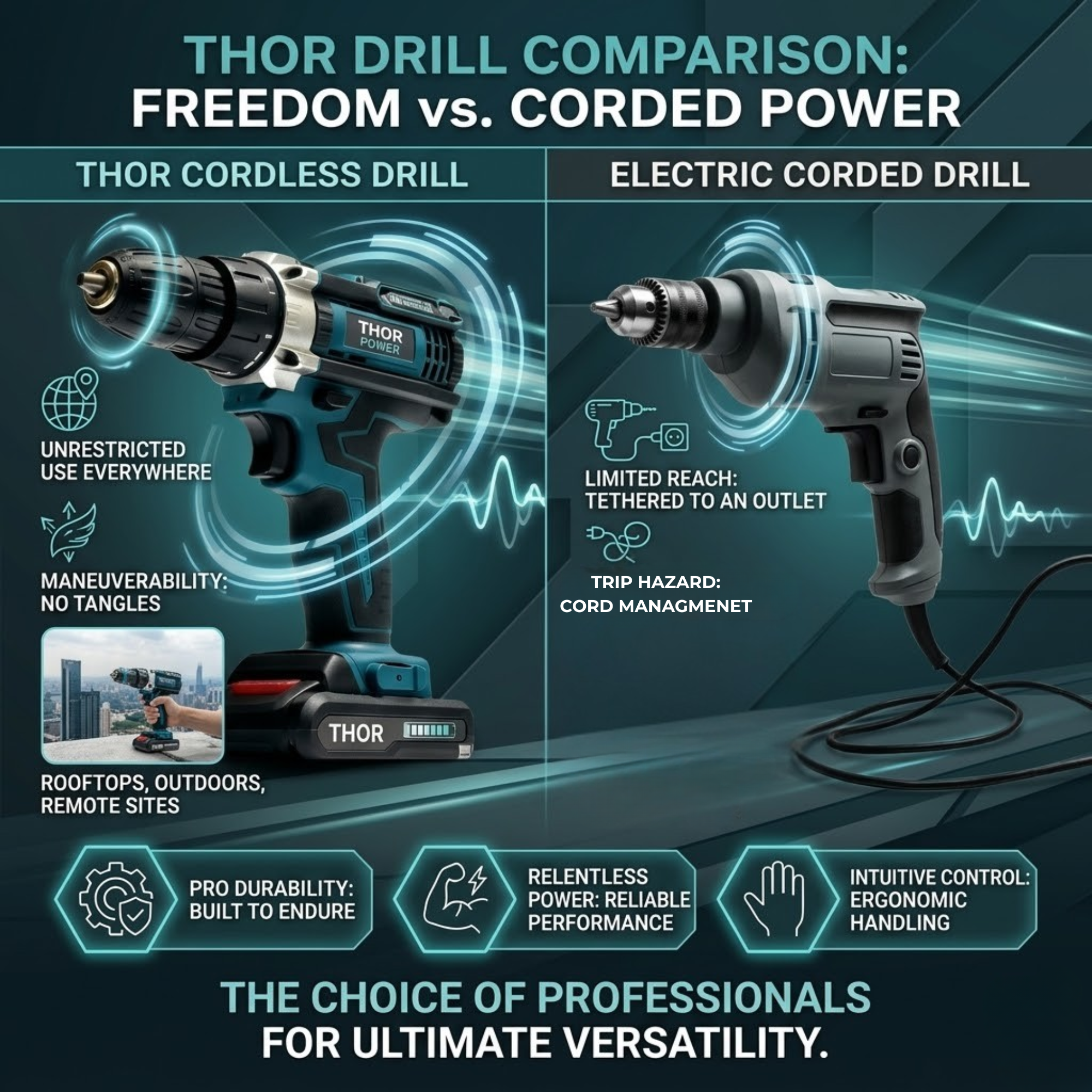 THOR 21v Cordless Drill For Home Use - THCDK53