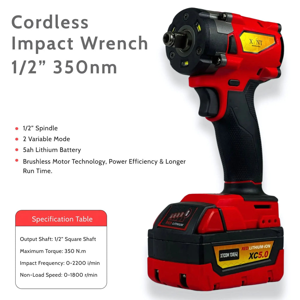 XLNT Cordless Drill Combo Kit 4-Tool Set | 13mm Drill, Angle Grinder, Impact Wrench, Rotary Hammer  XT4COM138 XLNT