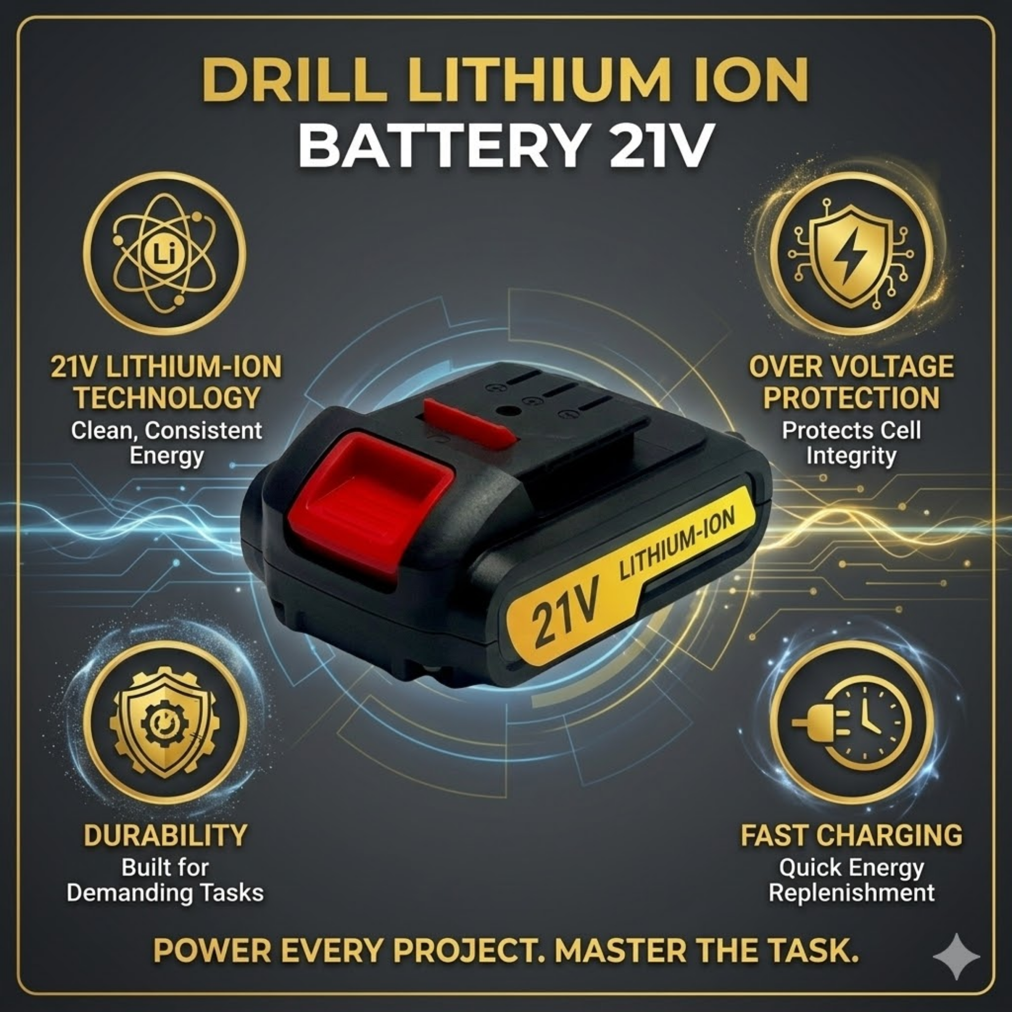 XLNT 21V Cordless Impact Drill Set | Brushless Motor | 220NM | 25+1 Torque | 2 Batteries 4000mAh- XTCIDK97