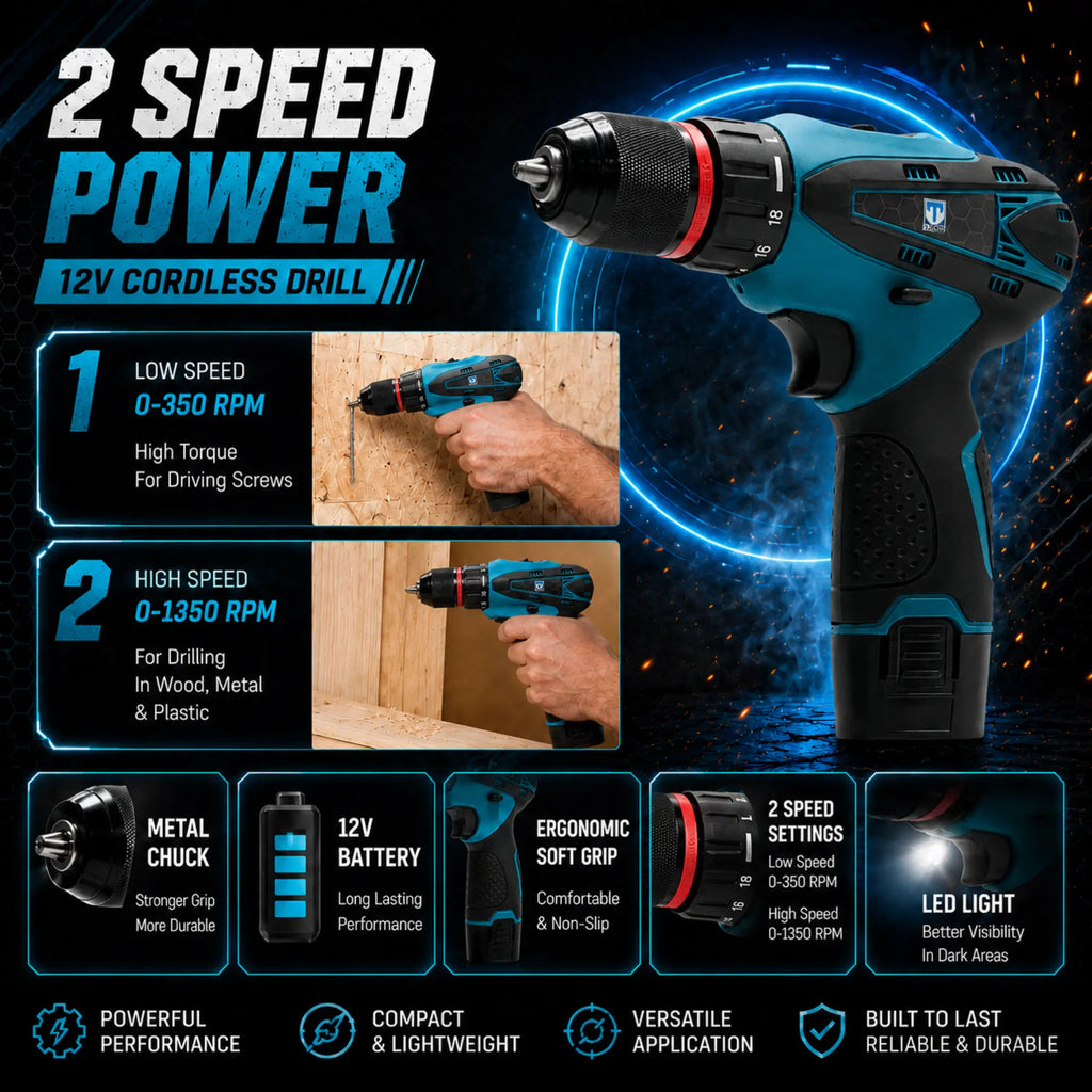 Cordless drill for home repair and DIY use
