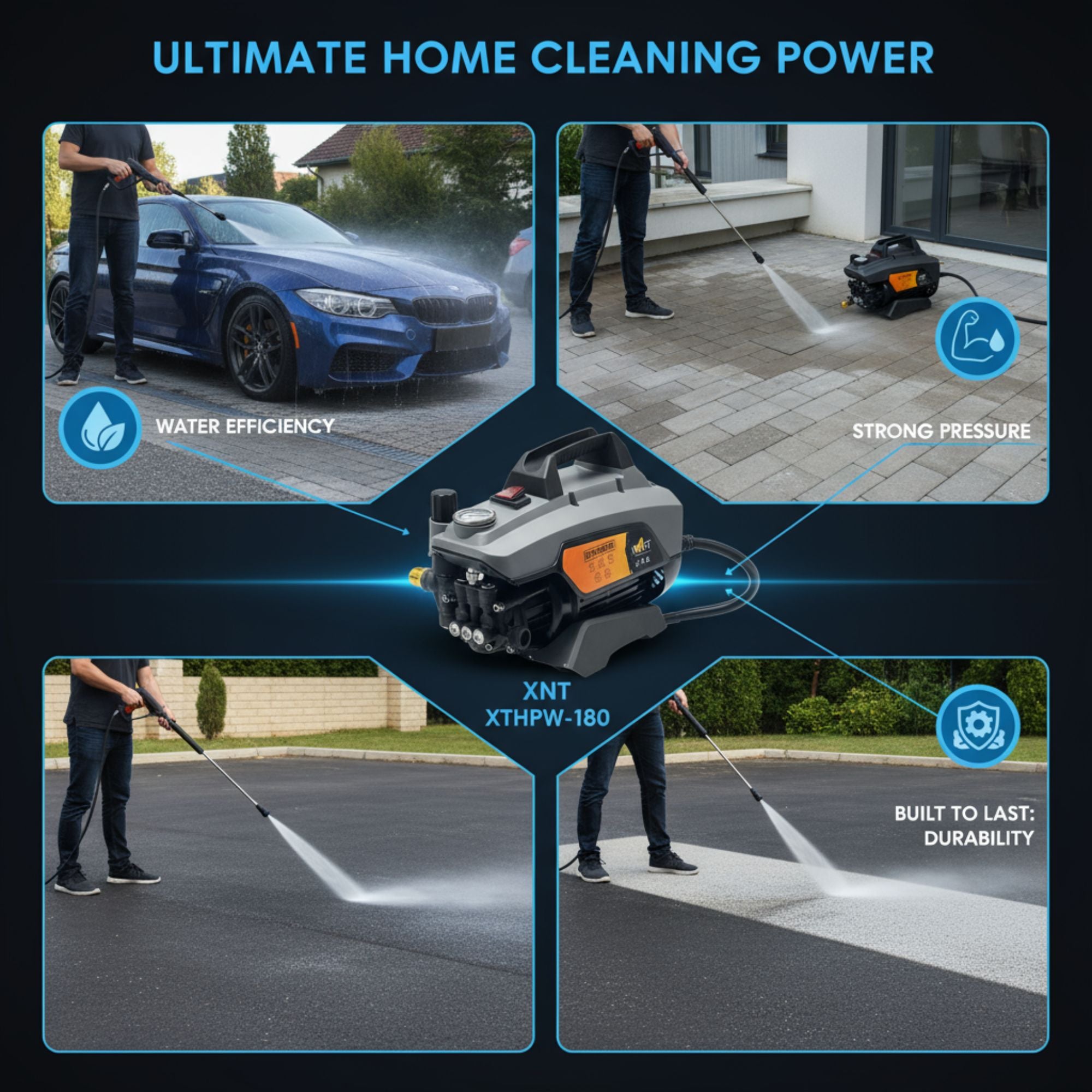 XLNT High Pressure Washer 2750W 270 Bar – XTHPW-180