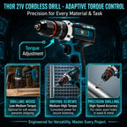 THOR THCDMC80 drill with 2 batteries and fast charger
