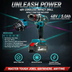 THOR THCOM184 48V Brushless Cordless 4-Piece Power Tool Combo Kit | Hammer Drill + Impact Wrench + Angle Grinder + Drill Driver | 3x 5.0Ah Batteries + Fast Charger + Accessories + BMC Case THOR