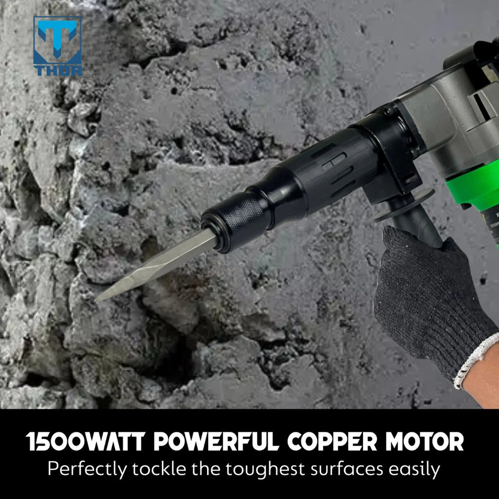 THOR 5KG Demolition Hammer THDH37 - 2000W Electric Breaker for Concrete Breaking & Demolition THOR