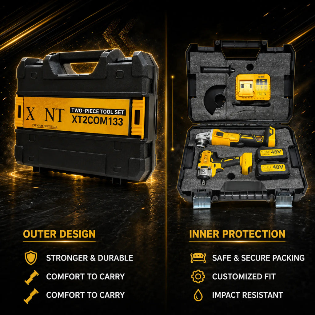 XLNT 2PCS Combo Kit Brushless Wrench & Angle Grinder – XT2COM133 XLNT