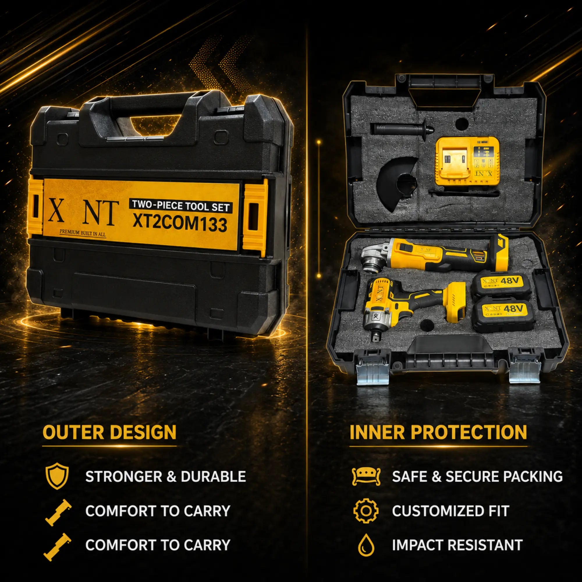 XLNT 2PCS Combo Kit Brushless Wrench & Angle Grinder – XT2COM133 XLNT