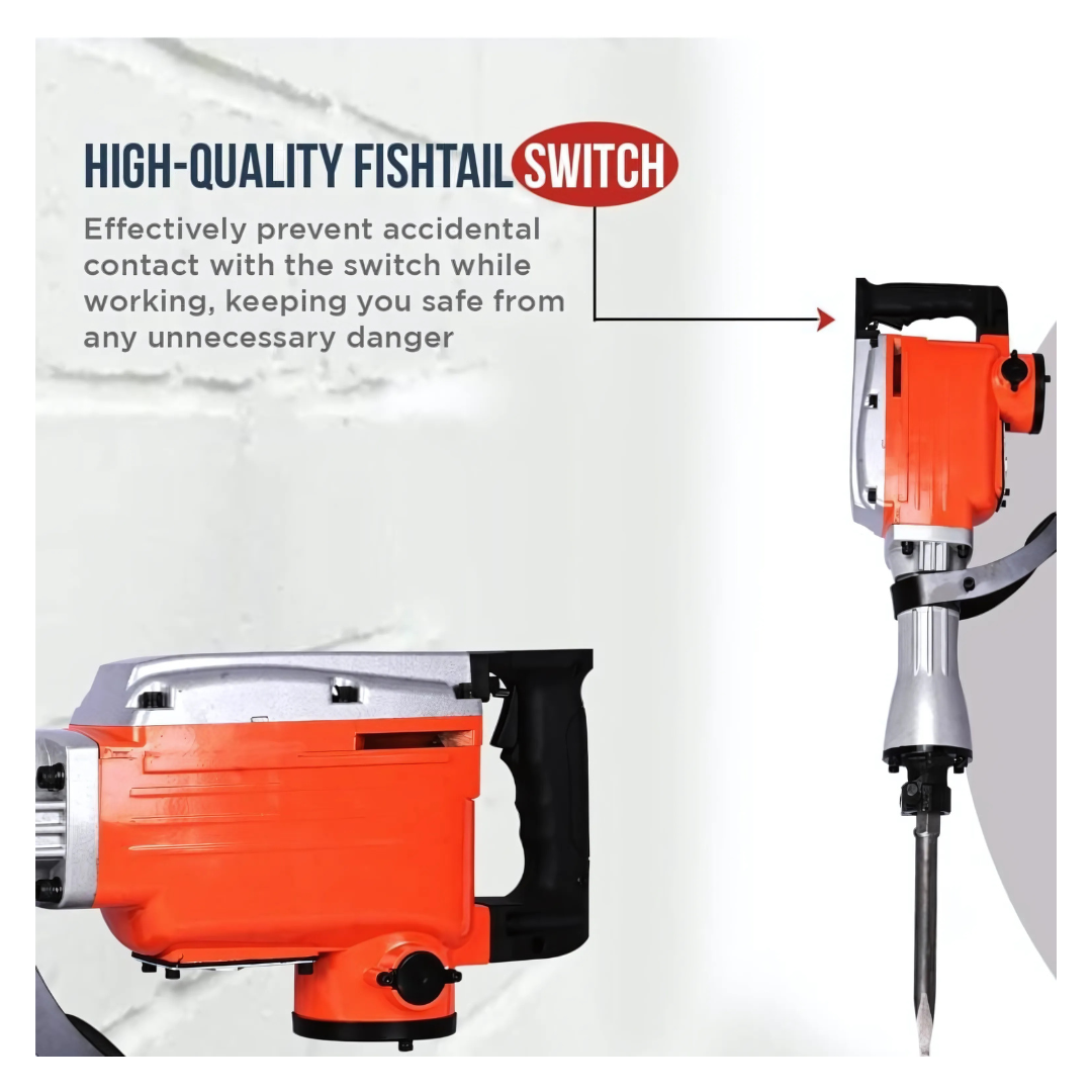 XLNT 1650W Electric Demolition Hammer PH65 - 15KG Heavy Duty Breaker for Concrete