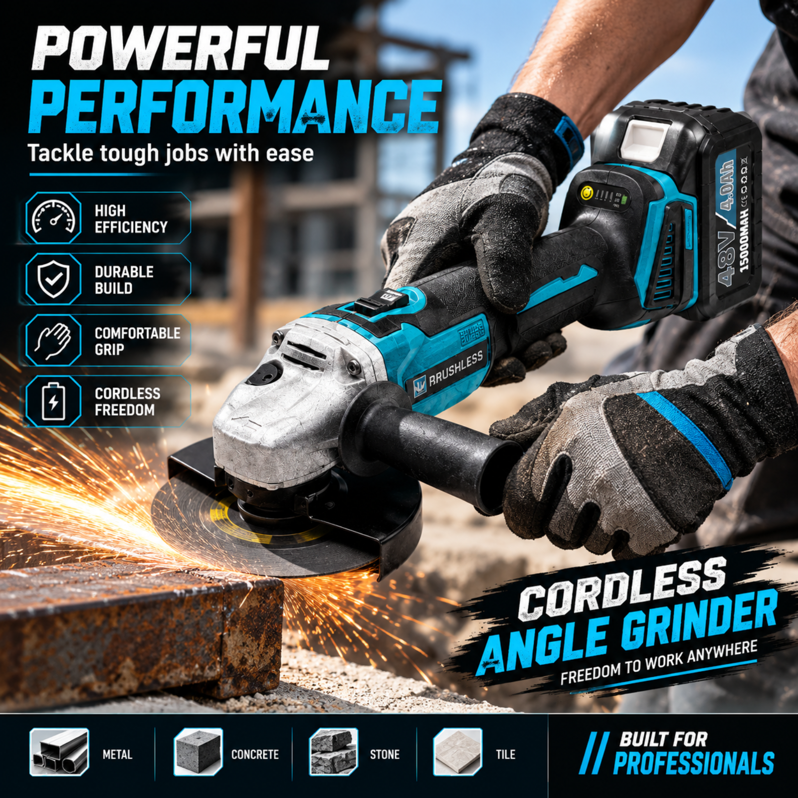 THOR TH2COMK82 drill grinder combo kit with batteries charger and case