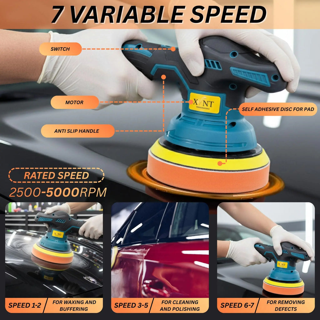 XLNT Cordless Polisher 2500–5000 RPM, XTCP 185 XLNT