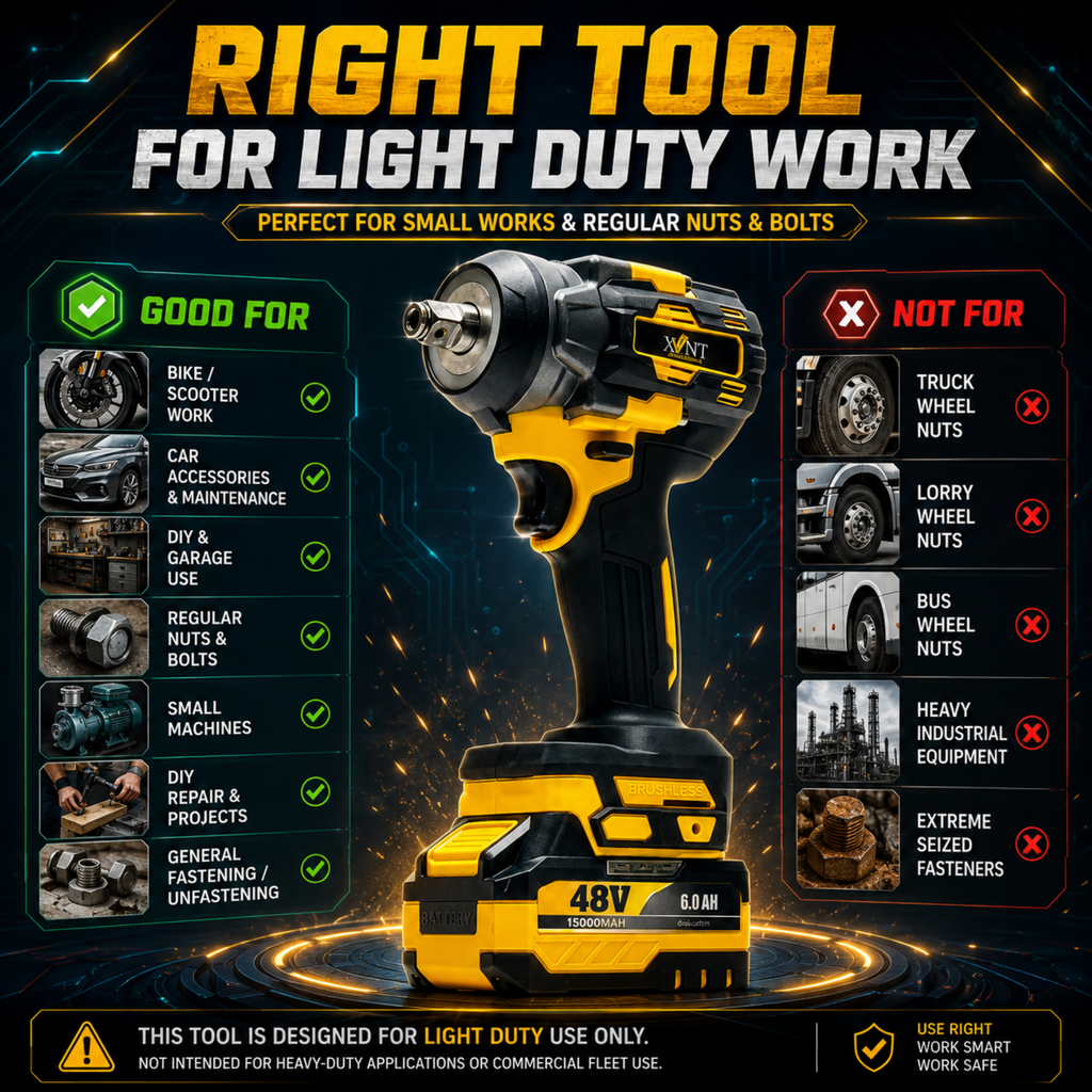 XLNT 48V Cordless Impact Wrench 650Nm Brushless – 4-in-1 Socket Wrench Screwdriver Drill Nut Driver | 1/2" Drive - XTCIWK216