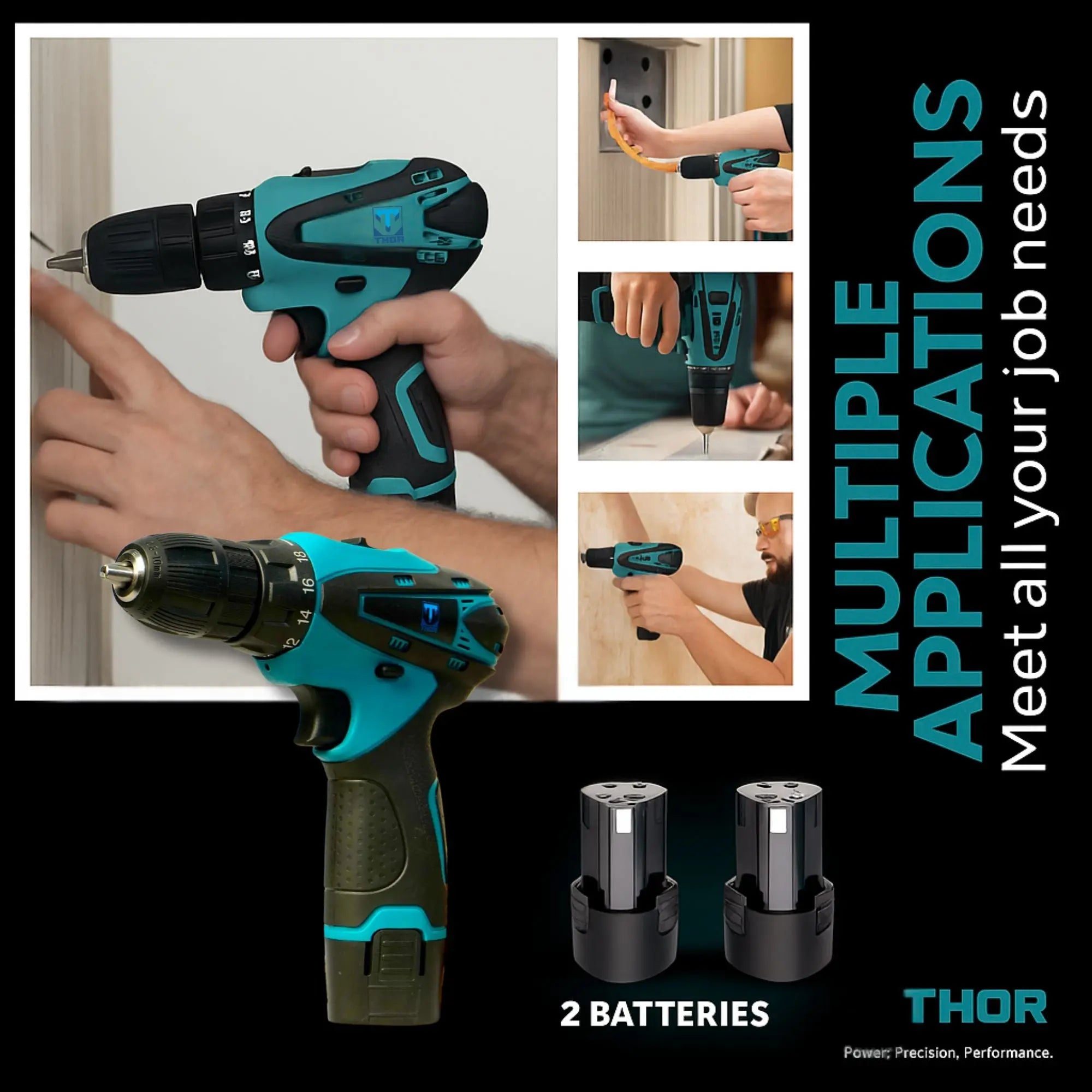 THOR 12V Cordless Drill Driver Kit - THCD 12 THOR