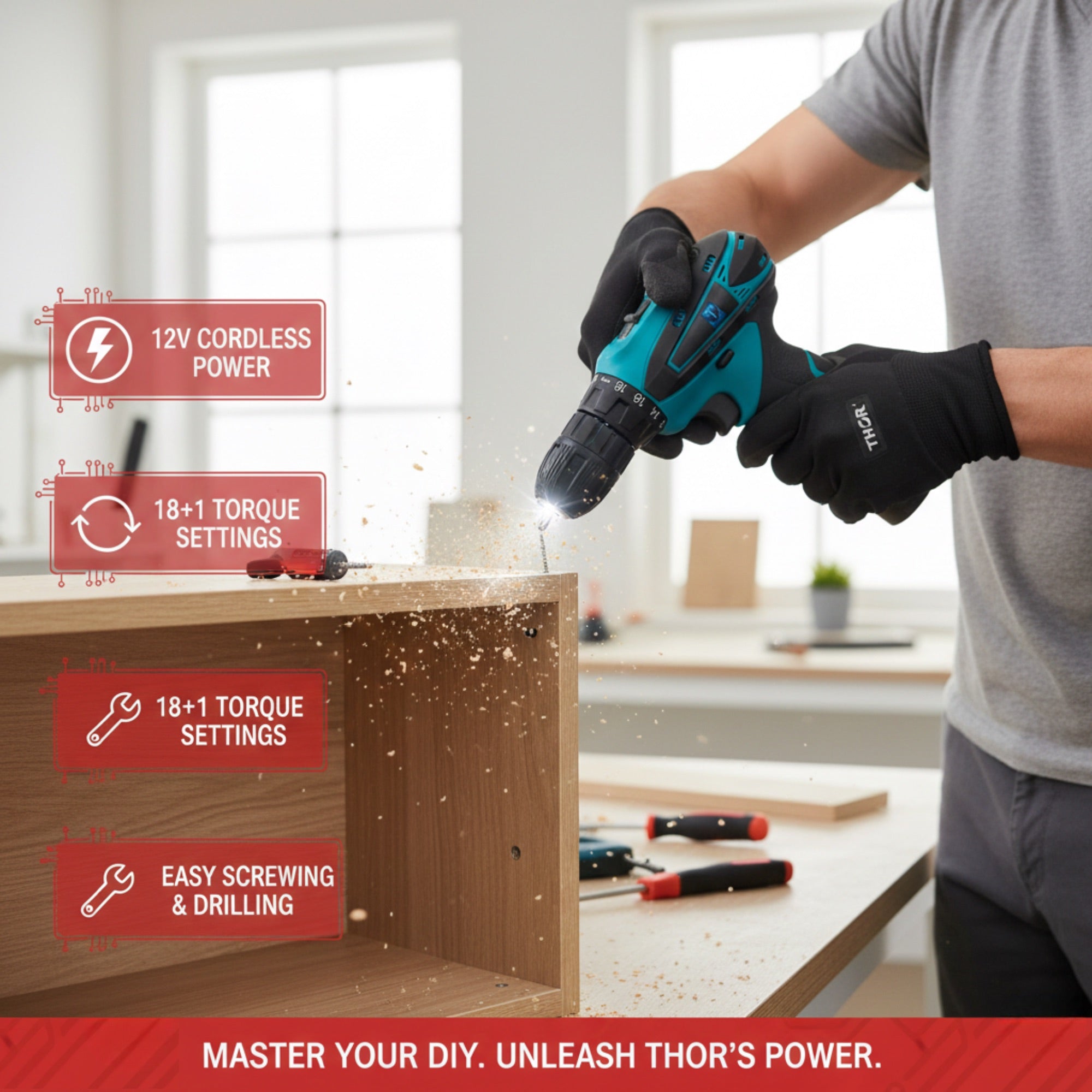 THOR 12V Cordless Drill Kit – THCDK27