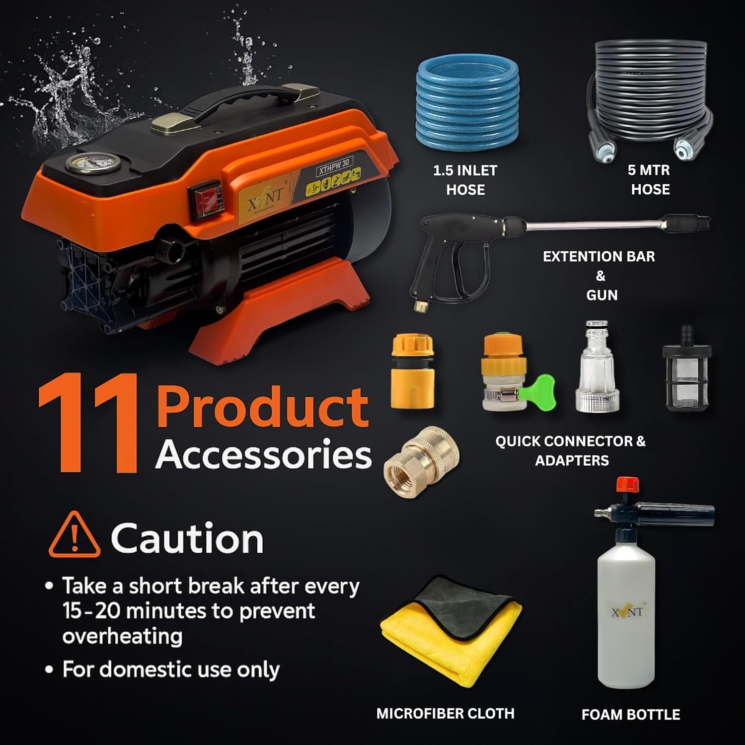 XLNT S5 High Pressure Washer Machine 2500W Motor – XTHPW 30