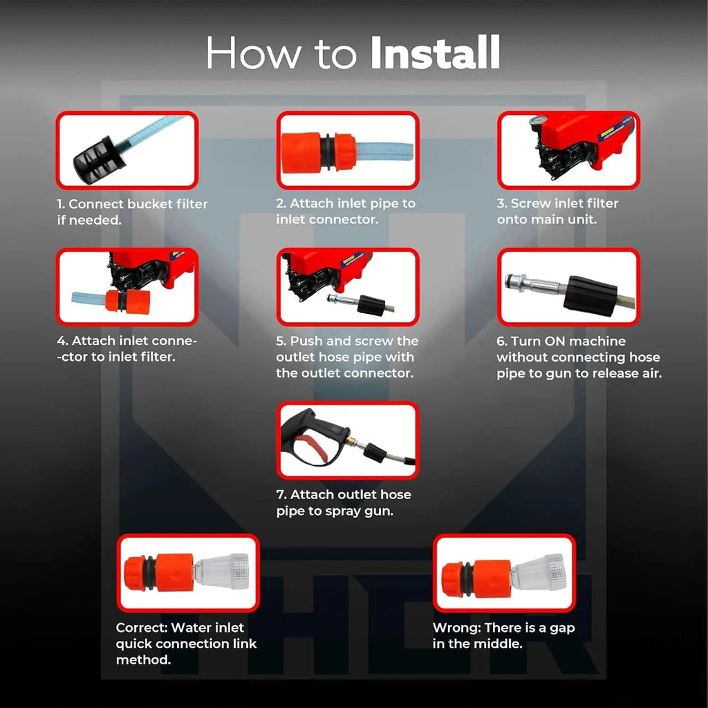 THOR High Pressure Washer THHPW 9 - 2200W Power Washer with Foam Bottle for Deep Cleaning THOR