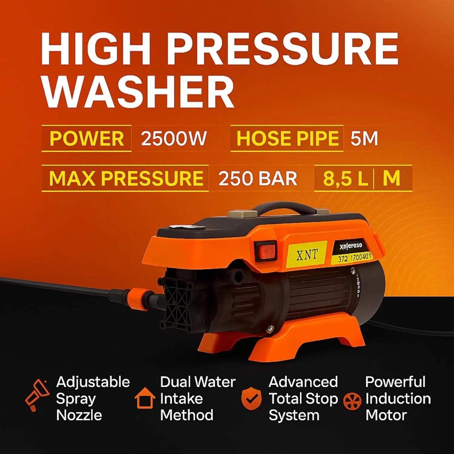 XLNT S5 High Pressure Washer Machine 2500W Motor – XTHPW 30 XLNT