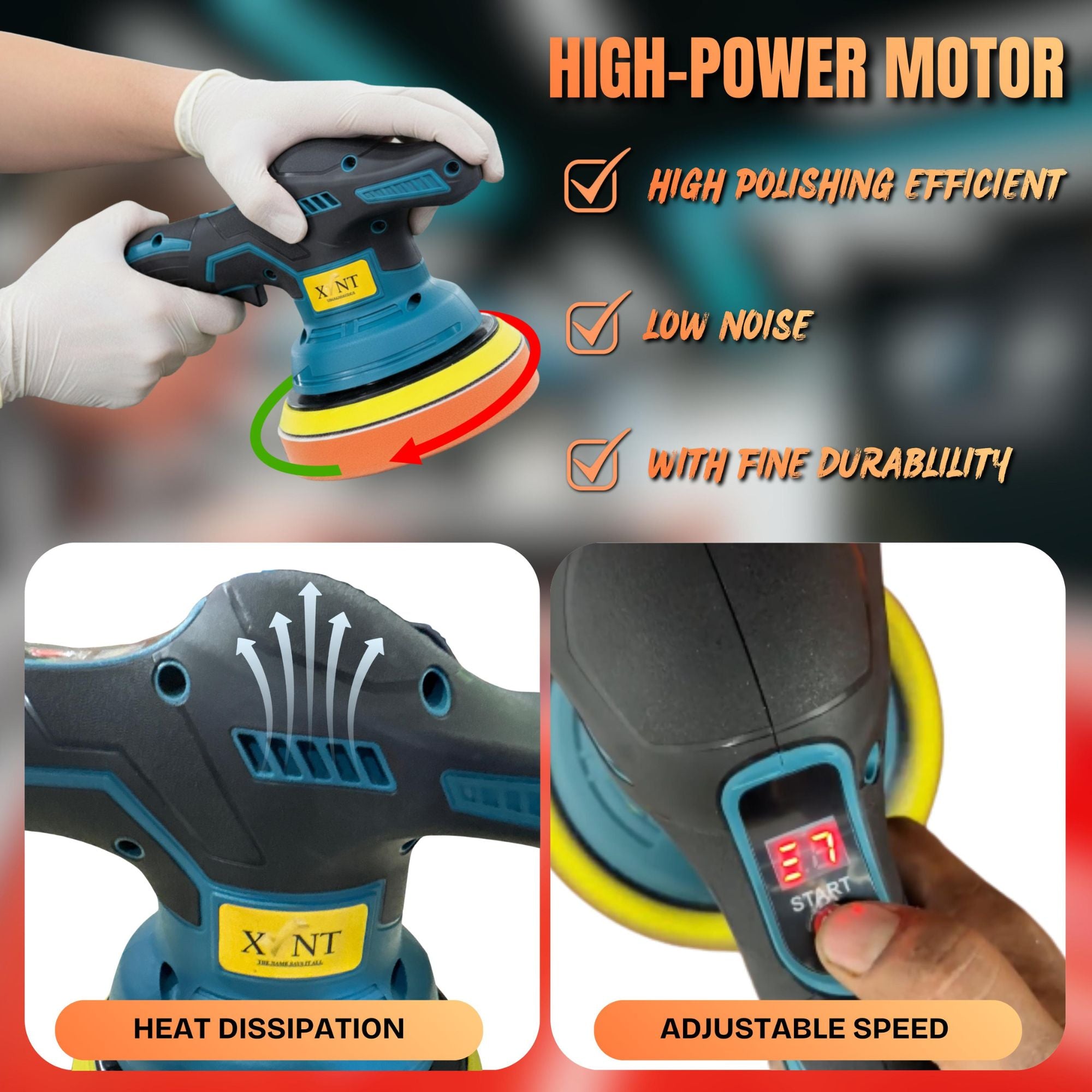 XLNT Cordless Polisher 2500–5000 RPM, XTCP 185
