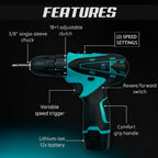 THOR 12V Cordless Drill Driver Kit - THCD 12 THOR
