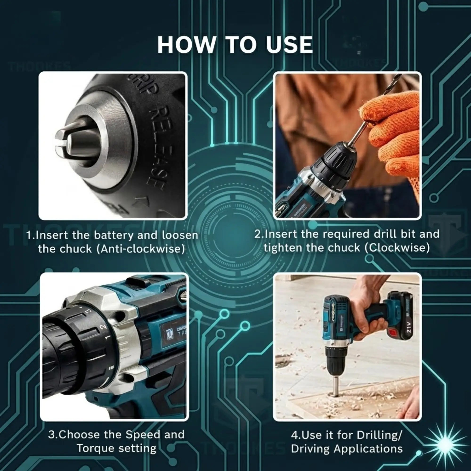 THOR 21v Cordless Drill For Home Use - THCDK53 THOR