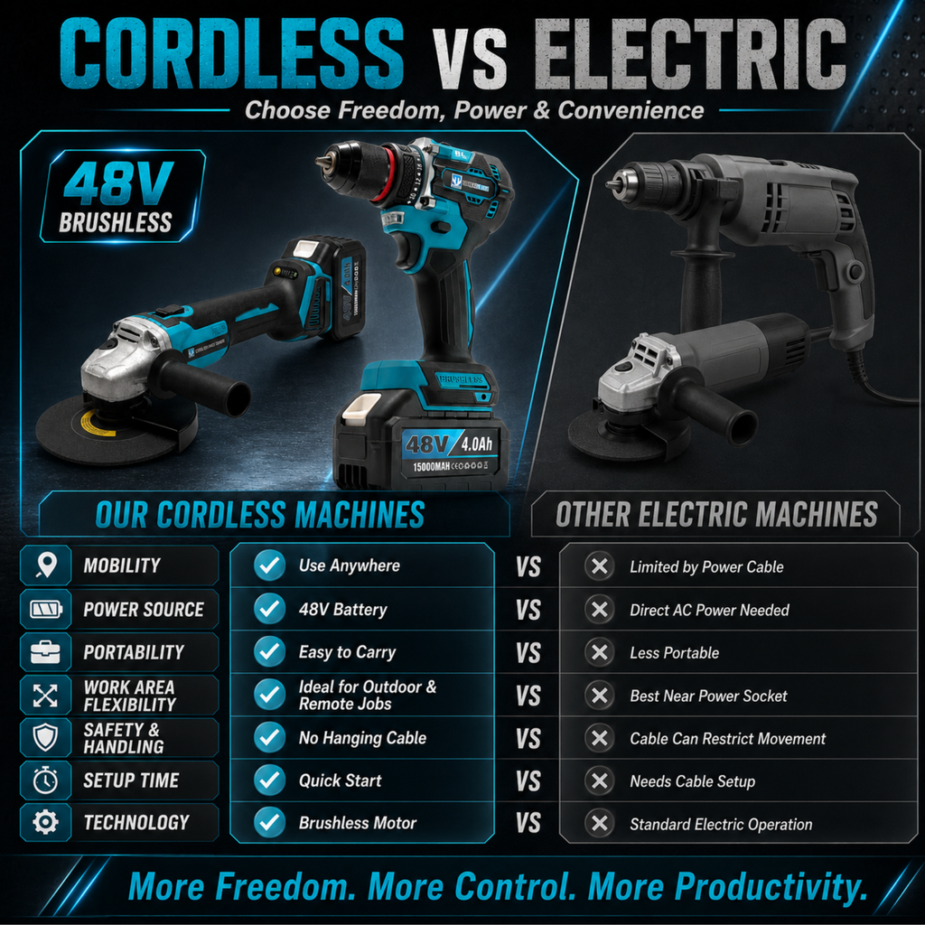 THOR cordless drill and angle grinder for workshop fabrication work
