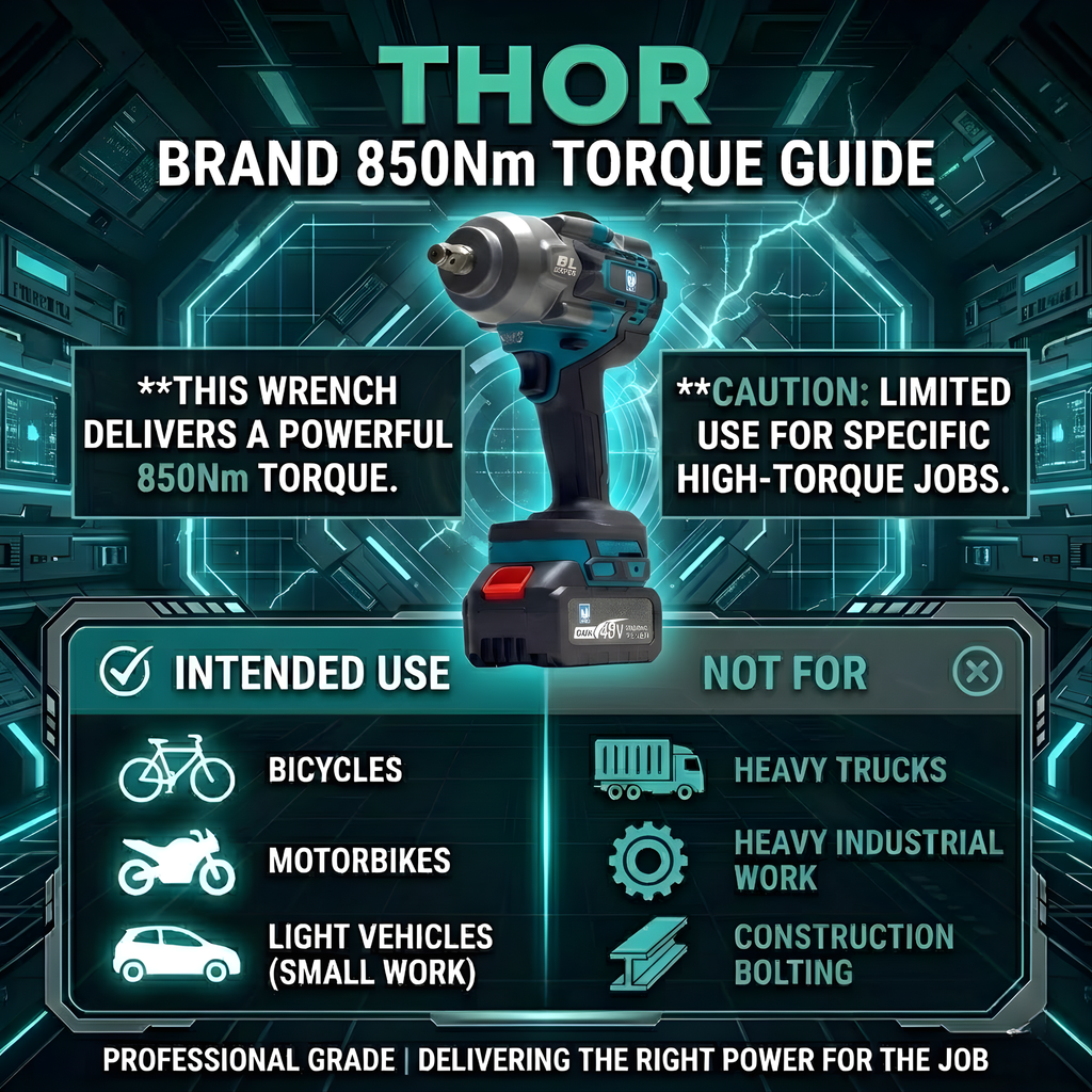 THOR 48V Brushless Cordless Impact Wrench THCIW54 | 850Nm Torque, 1/2" Drive, Dual 4Ah Battery, Socket Set & BMC Case