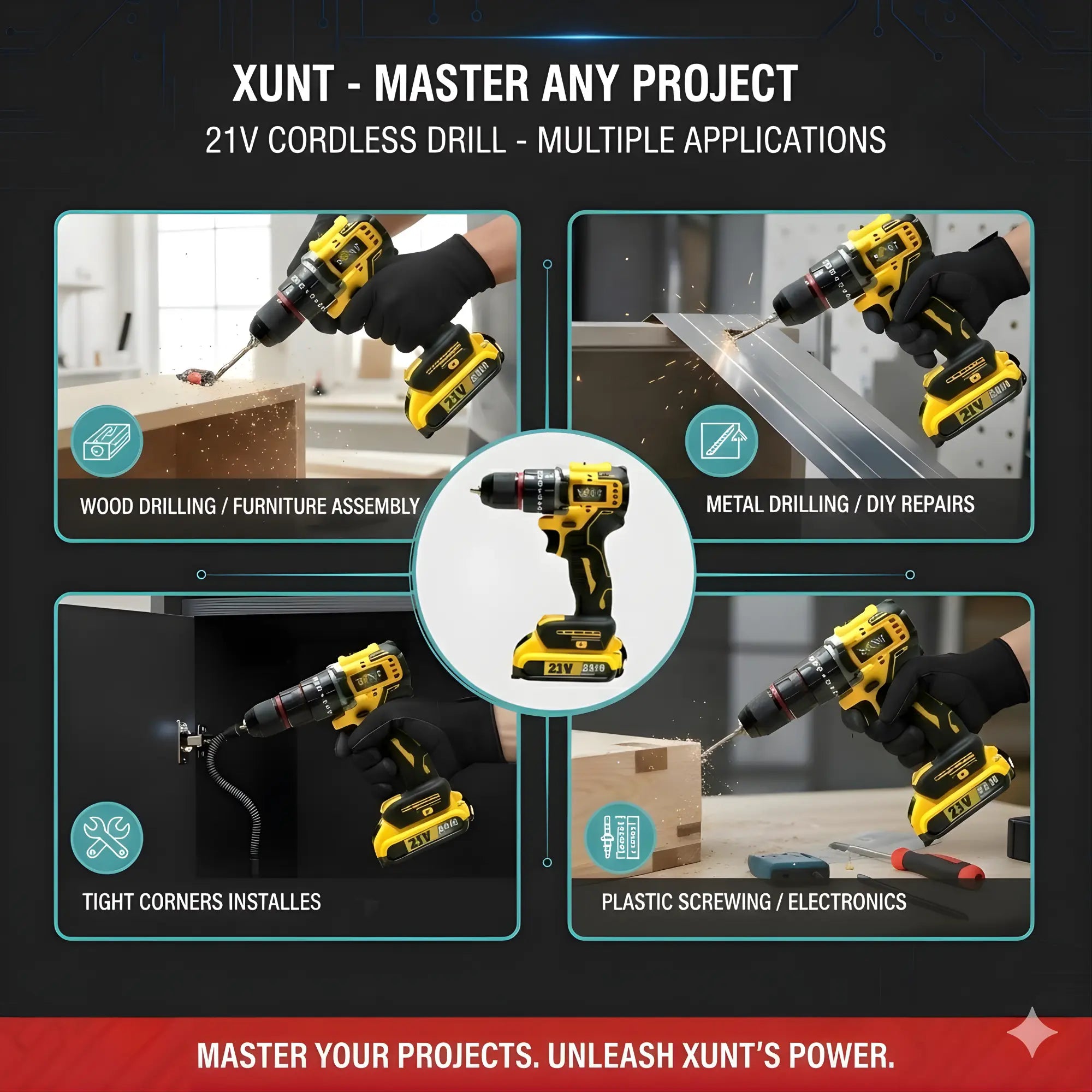 XLNT 21VV Cordless Drill Kit – XTCIDK214 XLNT