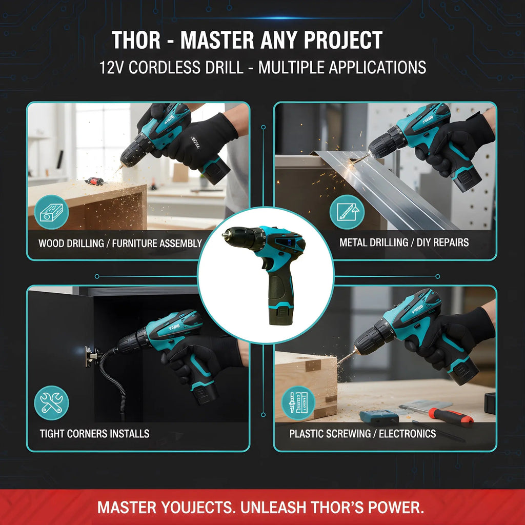 THOR 12V Cordless Drill Kit – THCDK27 THOR