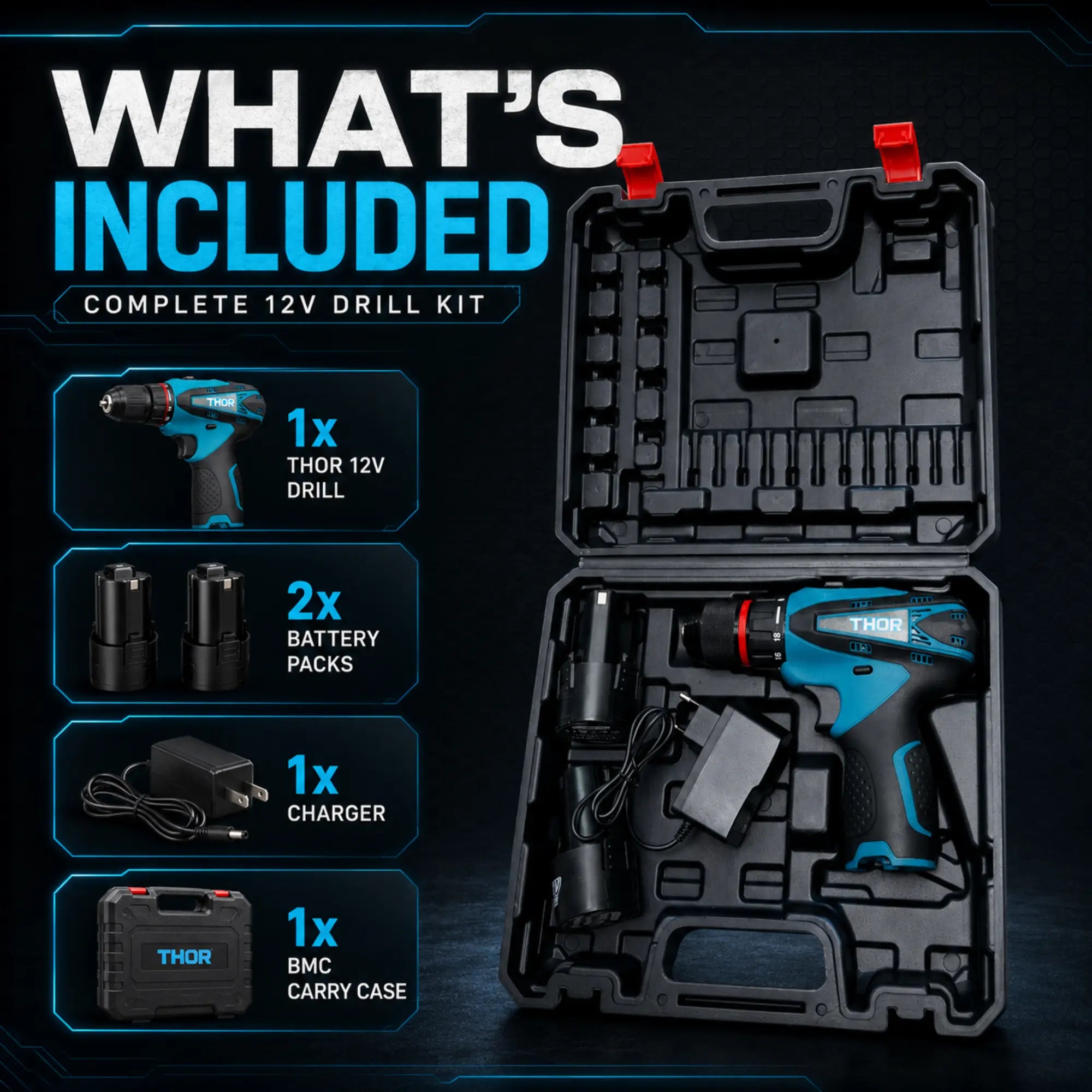 Cordless drill for wood plastic and light metal drilling
