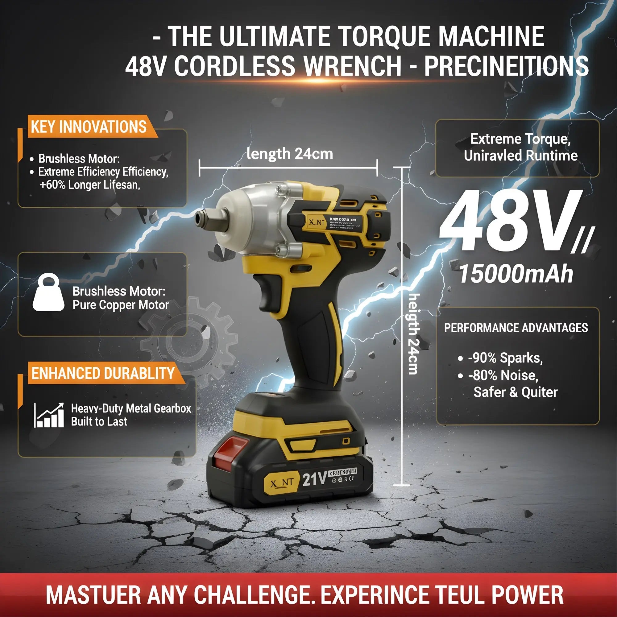 XLNT 48V Impact Wrench Kit 450Nm – XTCIWK130 XLNT