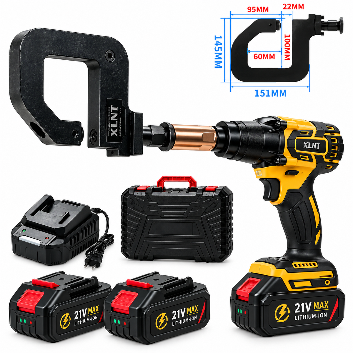 XTEPM299 21V cordless punching and drilling gun with two batteries and carrying case