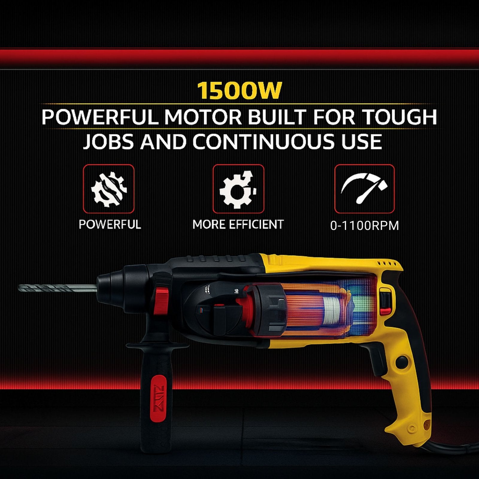 XLNT Electric Rotary Hammer 1500W - XTRH 110(2-26)