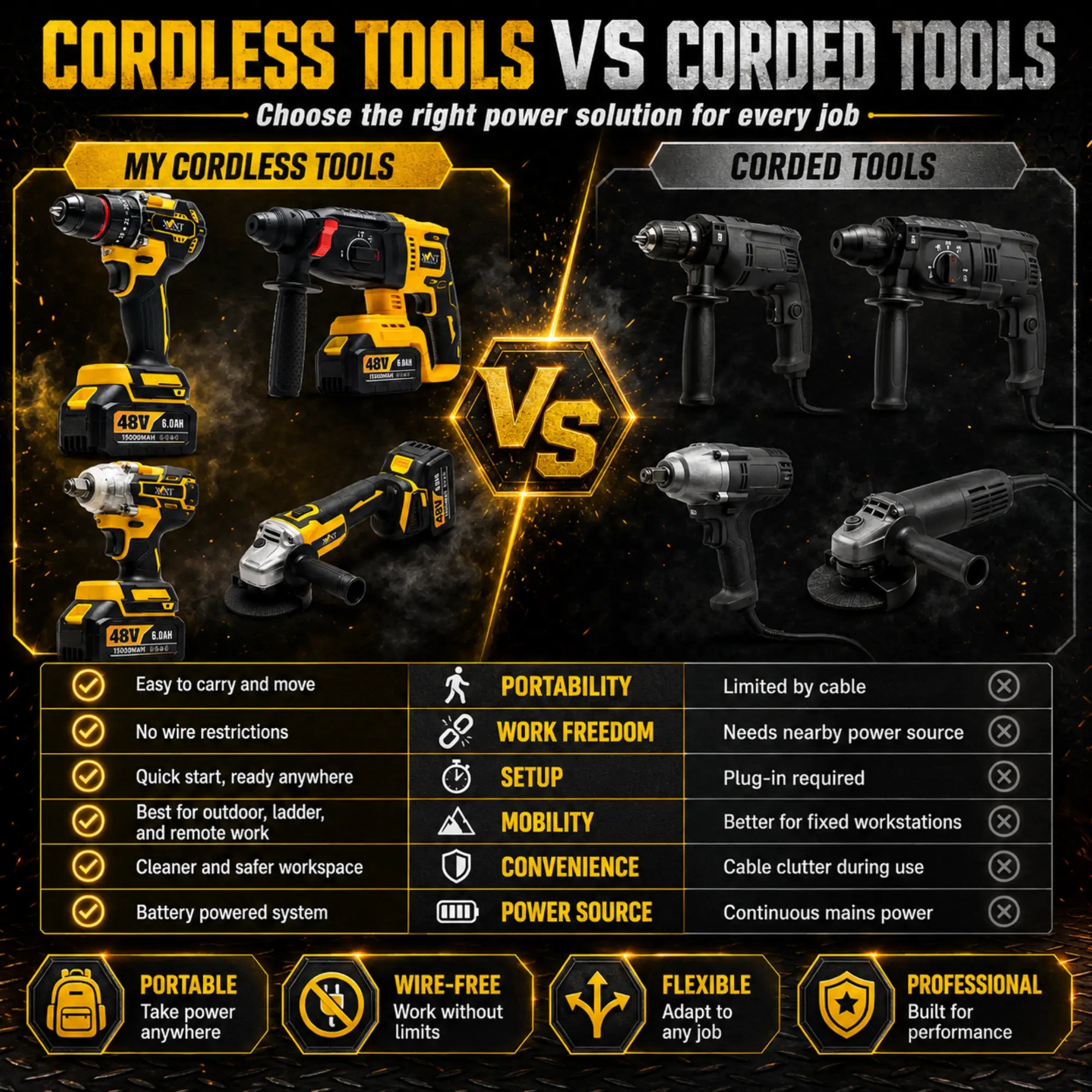 Brushless cordless tool combo kit for workshop and site jobs