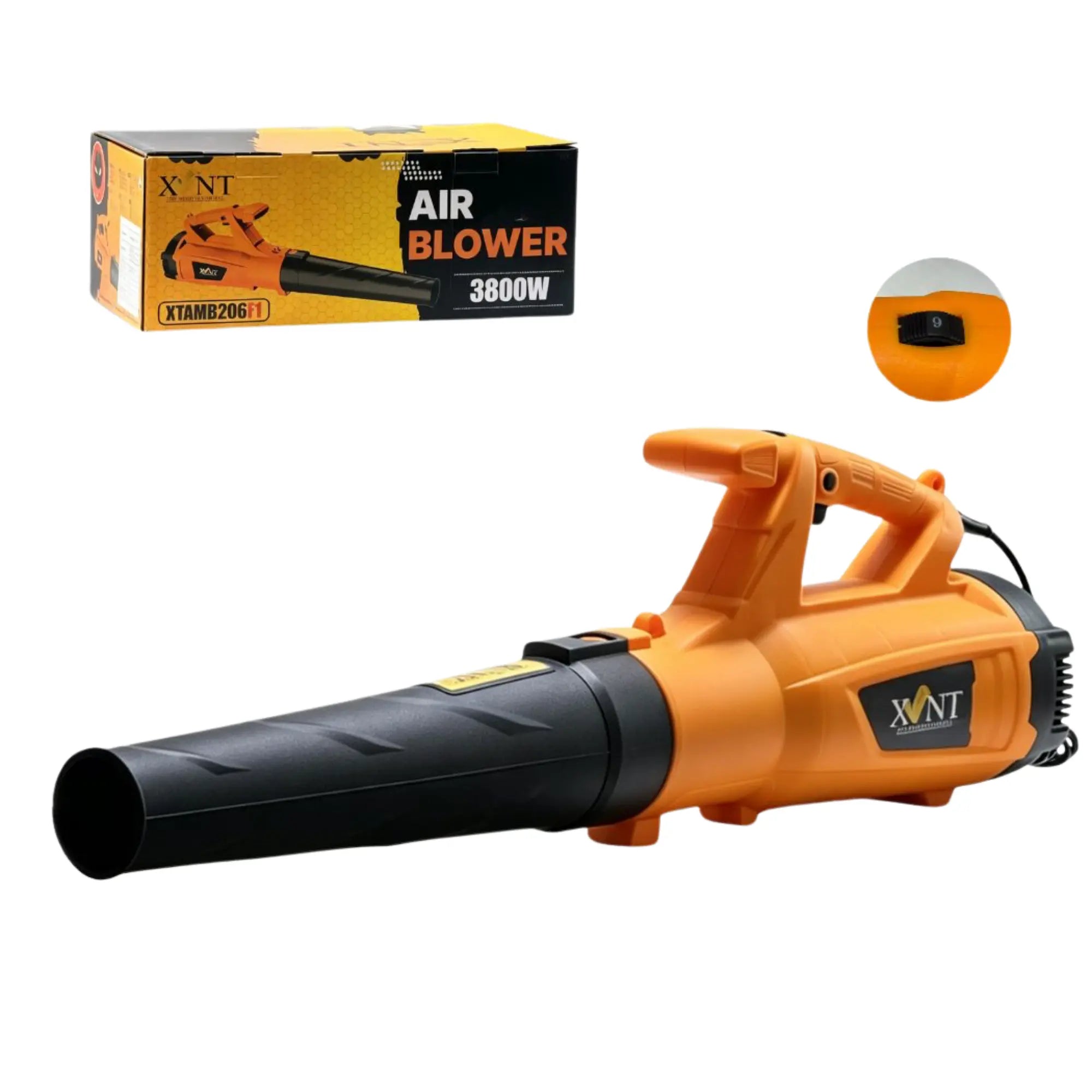 XLNT 3800W Electric Air Blower XTAMB206F1 | 17000 RPM | 6-Speed Adjustment | 220V 50Hz | Heavy Duty Industrial Blower for Workshop Garage Dust Cleaning | Variable Speed Power Blower XLNT